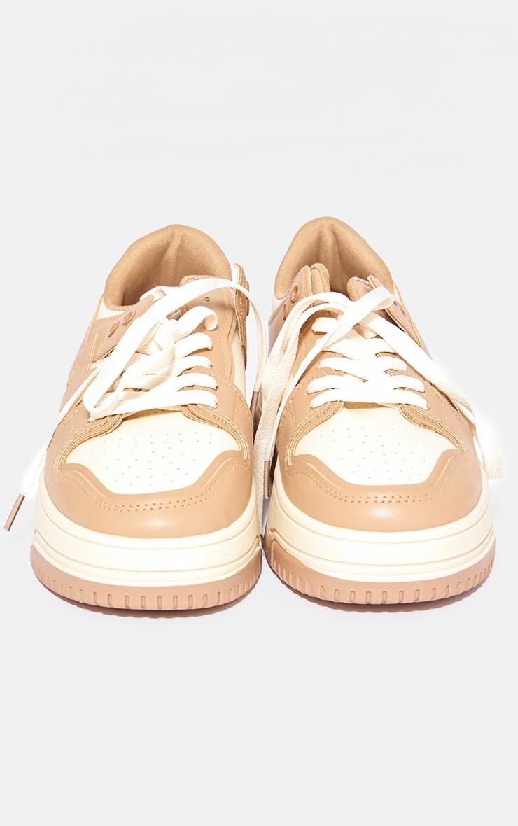 Beige Star Flat Sole Lace Up Sneakers Product Image