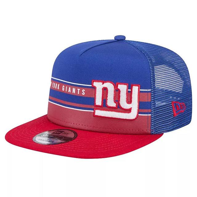 Mens New Era Royal/Red New York Giants Half Stripe Trucker A-Frame 9FIFTY Snapback Hat Product Image