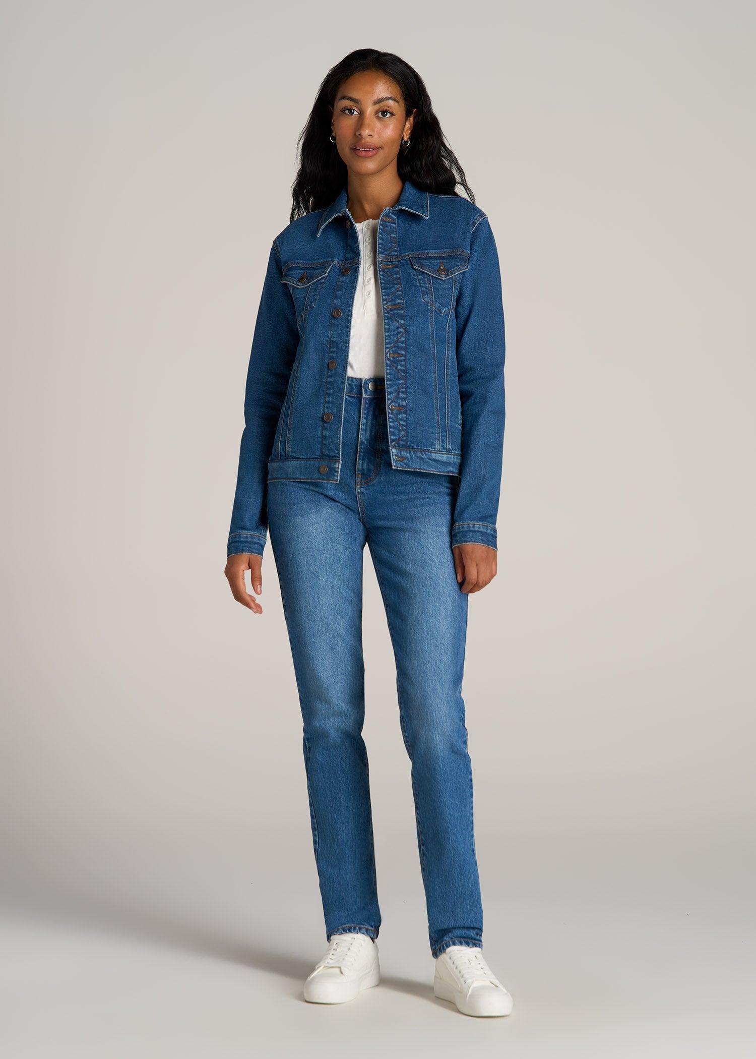 Tall Women's Denim Jacket in Blue 90's Wash Female Product Image