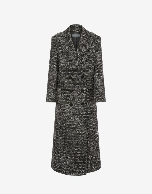 Buttoned tweed double-breasted coat. Product Image