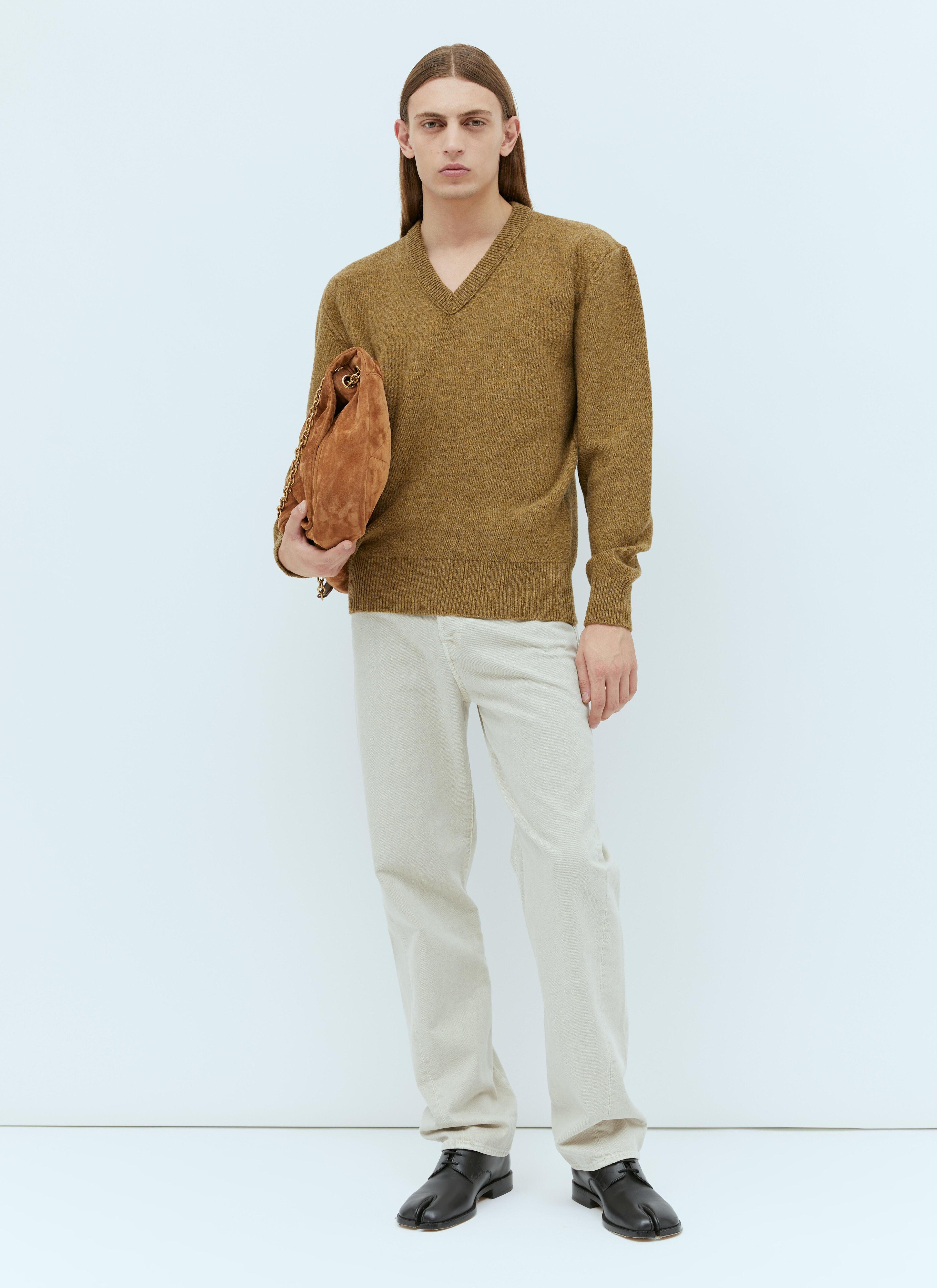 Yellow V-neck Sweater In Brown Product Image