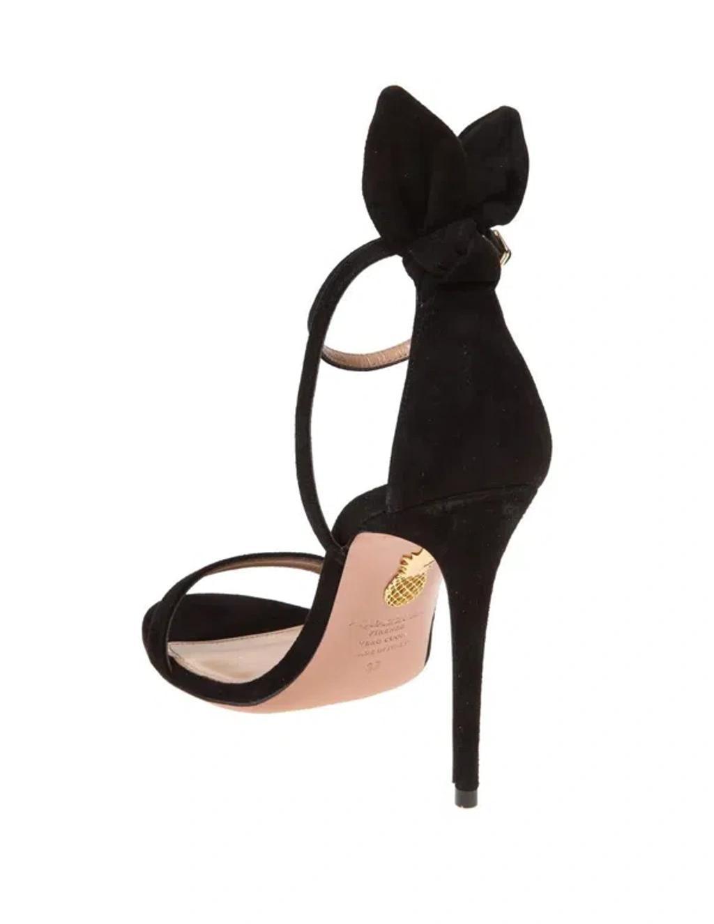 AQUAZZURA 105mm Bow Tie Suede Sandals In Black Product Image