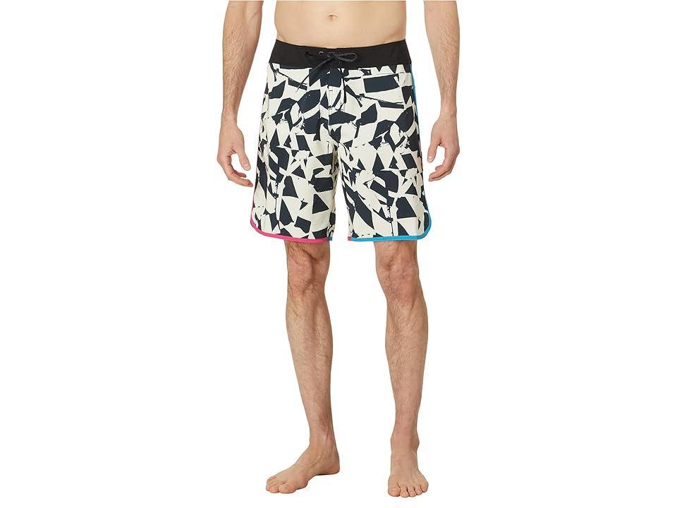 Volcom Lido Print Scallop Mod 19 Boardshorts White) Men's Swimwear Product Image