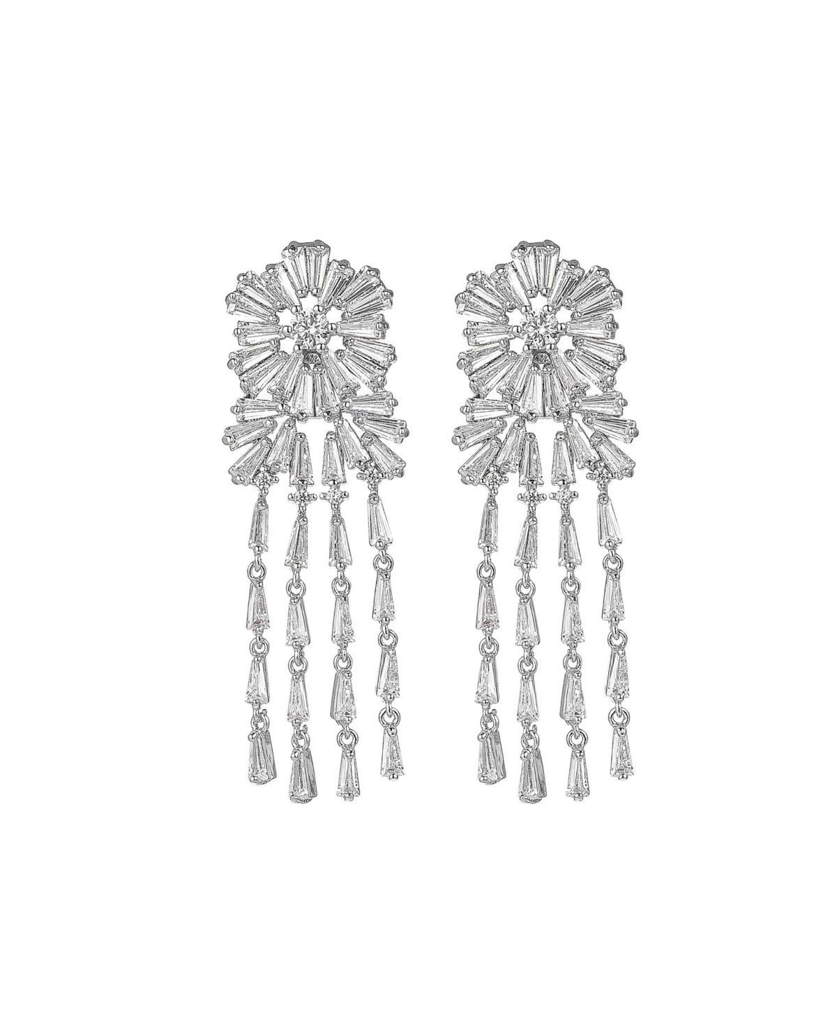 A&M Silver-Tone Flower Chandelier Earrings, Womens, White Product Image