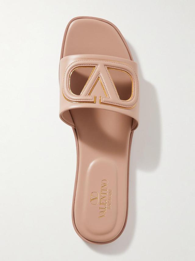 Vlogo Cutout Leather Slides In Pink Product Image