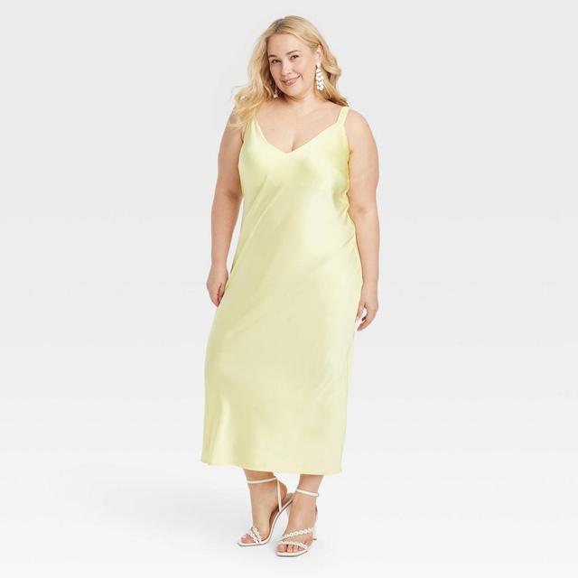 Womens Midi Perfect Slip Dress - A New Day Yellow 4X Product Image