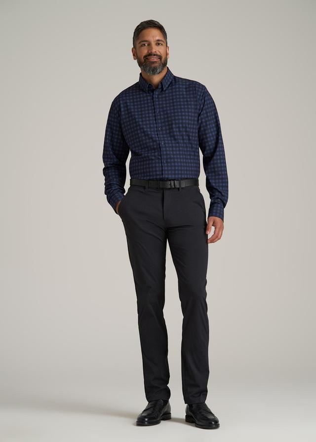 Traveler Stretch Dress Shirt for Tall Men in Deep Violet Gingham Product Image