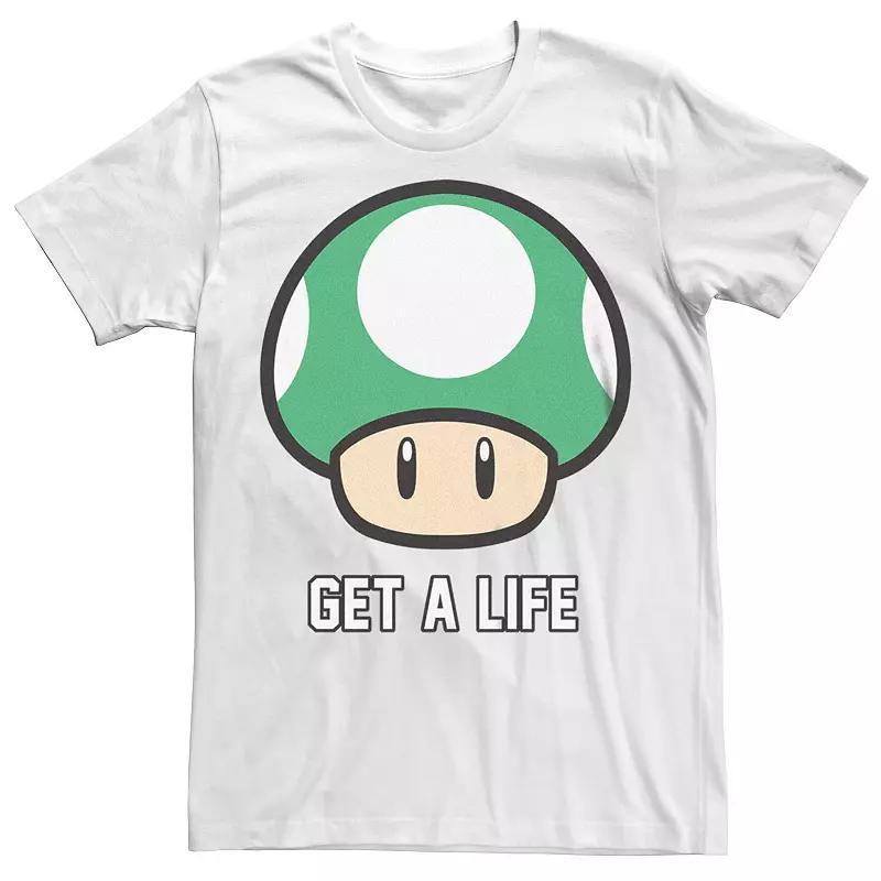 Mens Super Mario Bros 1-UP Mushroom Get a Life Graphic Tee Product Image