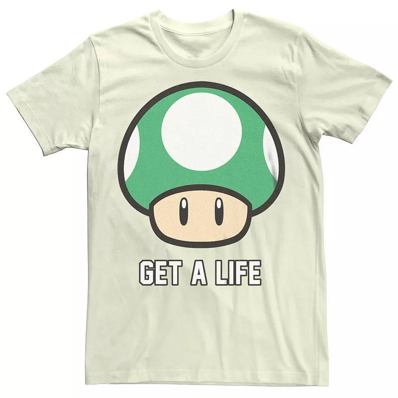 Mens Super Mario Bros 1-UP Mushroom Get a Life Graphic Tee Product Image