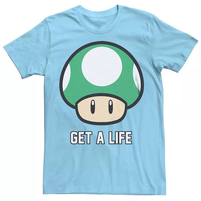 Mens Super Mario Bros 1-UP Mushroom Get a Life Graphic Tee Product Image