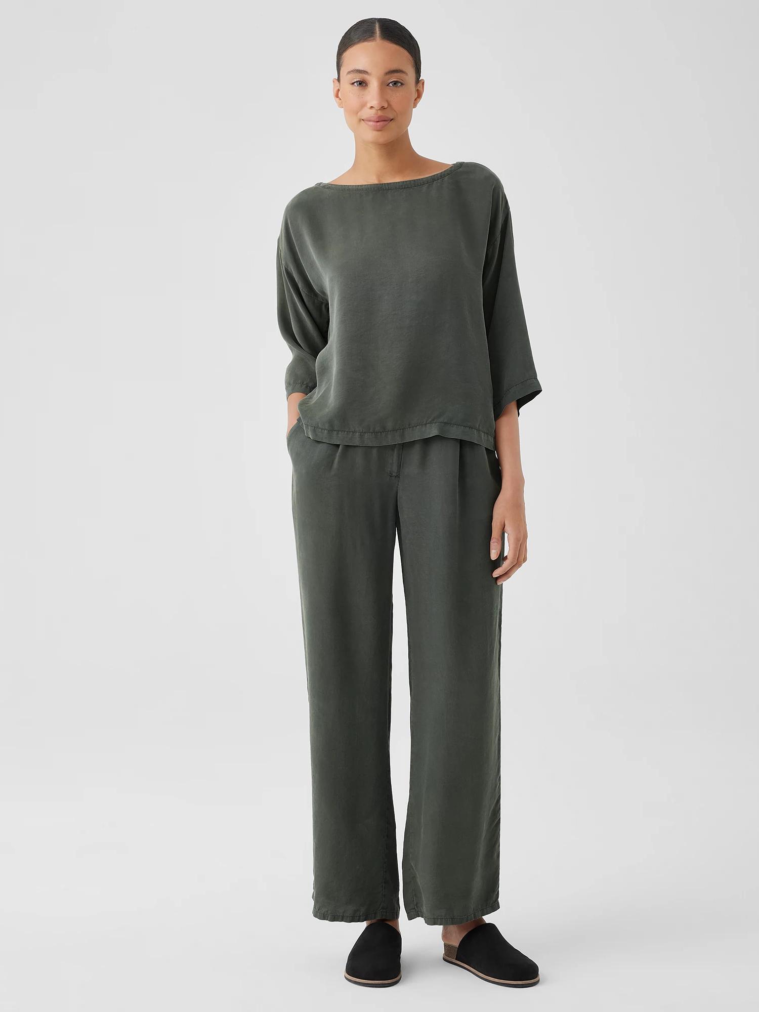 EILEEN FISHER Sandwashed Twill Wide Trouser Pantfemale product image