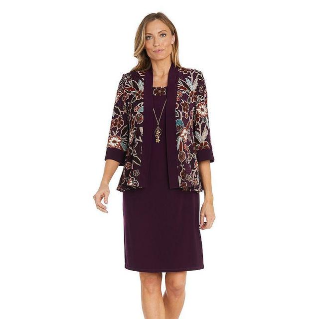 Womens R&M Richards Floral Soild Jacket Dress Product Image