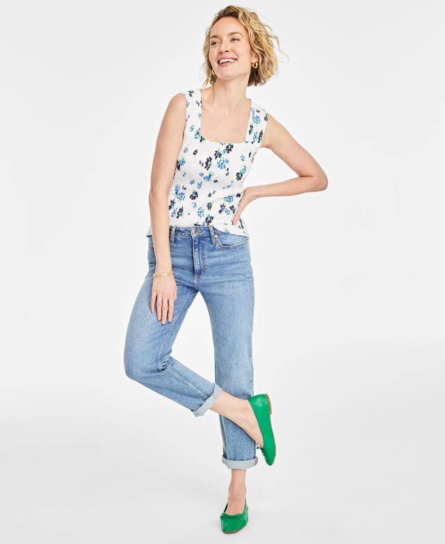 Women's Floral Smocked Square-Neck Tank, Created for Macy's Product Image