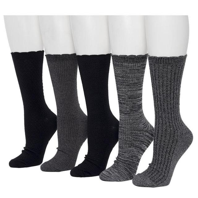 Womens Bearpaw 5-Pack Vertical Texture Midweight Everyday Crew Socks Product Image