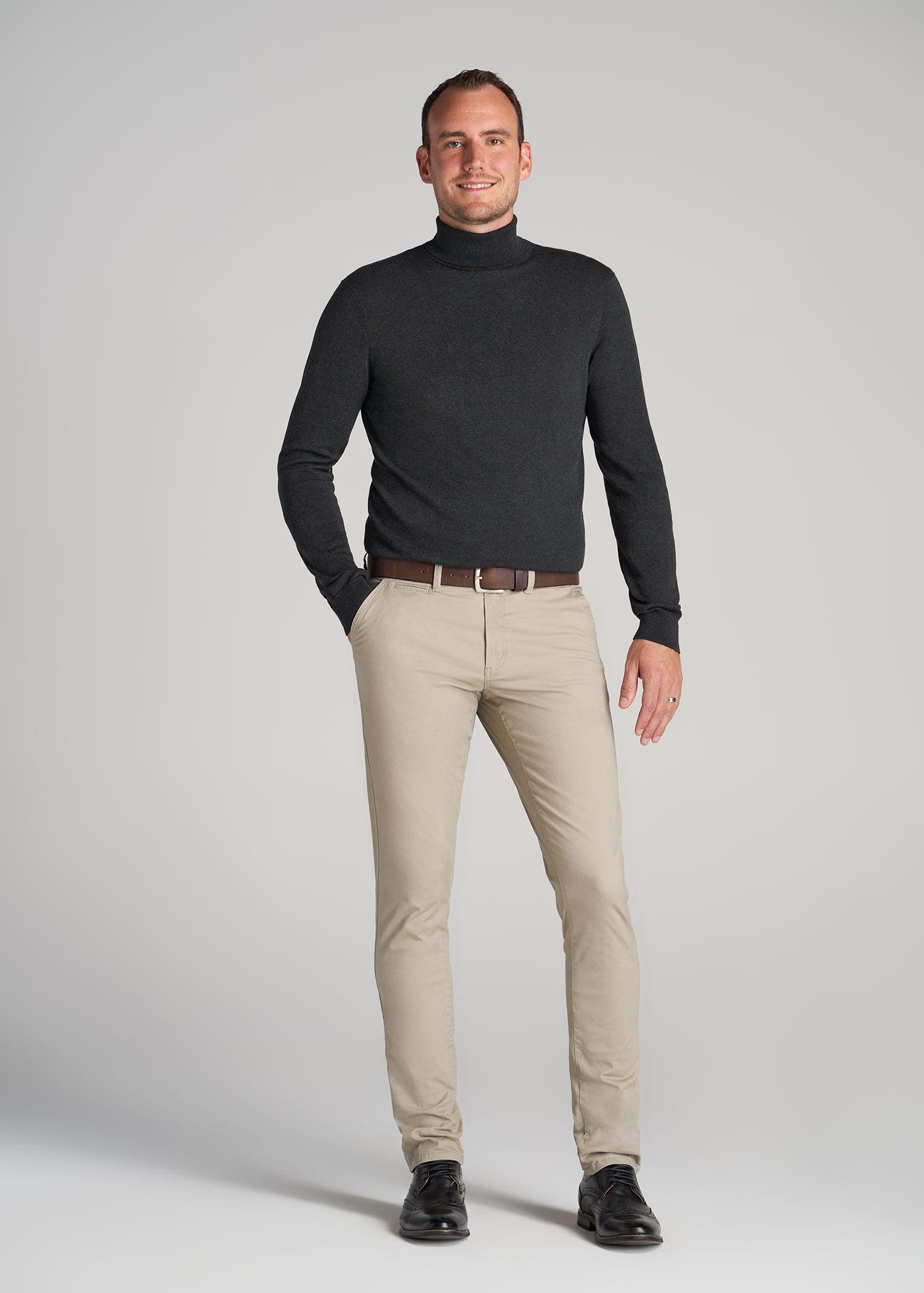 Men's Tall Turtleneck Sweater in Charcoal Mix Male Product Image