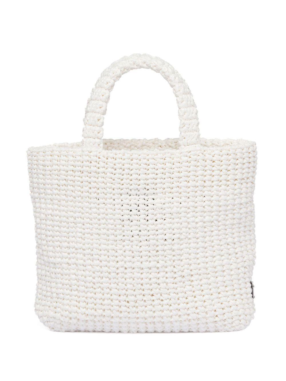 PRADA Small Raffia Tote Bag In F0e18 Alabastro Product Image