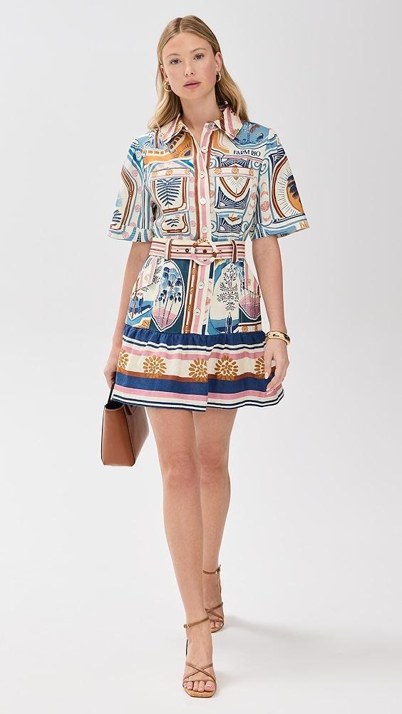 FARM Rio Cerrado Stamps Cream Short Sleeve Mini Dress | Shopbop Product Image