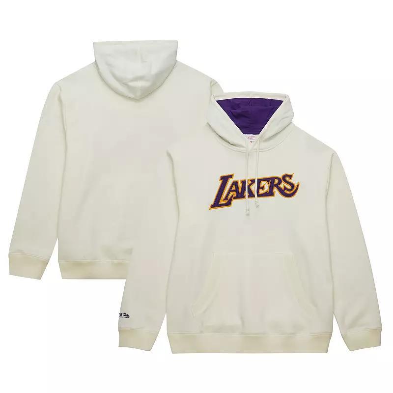 Mitchell & Ness Mens Cream Los Angeles Lakers Hardwood Classics vintage - like Pullover Hoodie Product Image