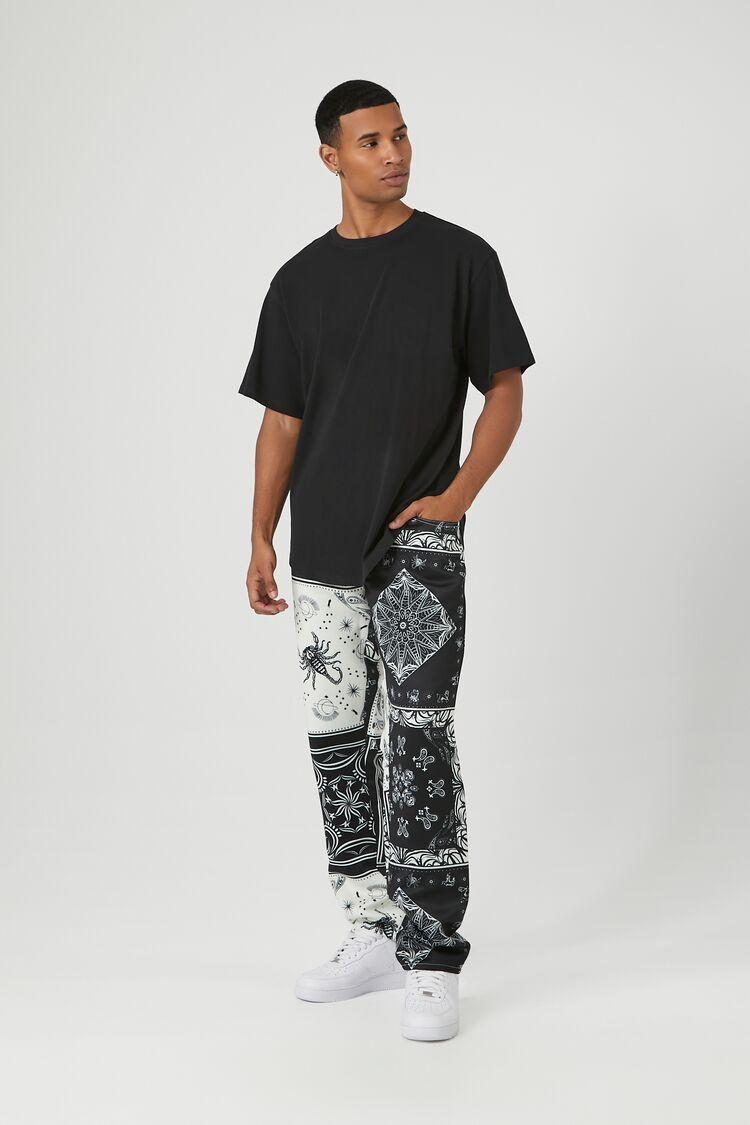 Satin Paisley Print Slim-Fit Pants | Forever 21 Product Image