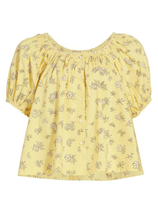 Womens Tennessee Floral Puff-Sleeve Top Product Image