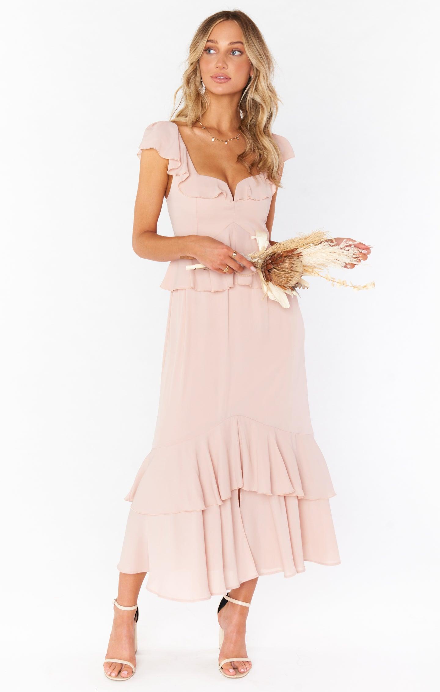 Reese Ruffle Dress ~ Dusty Blush Crisp Product Image