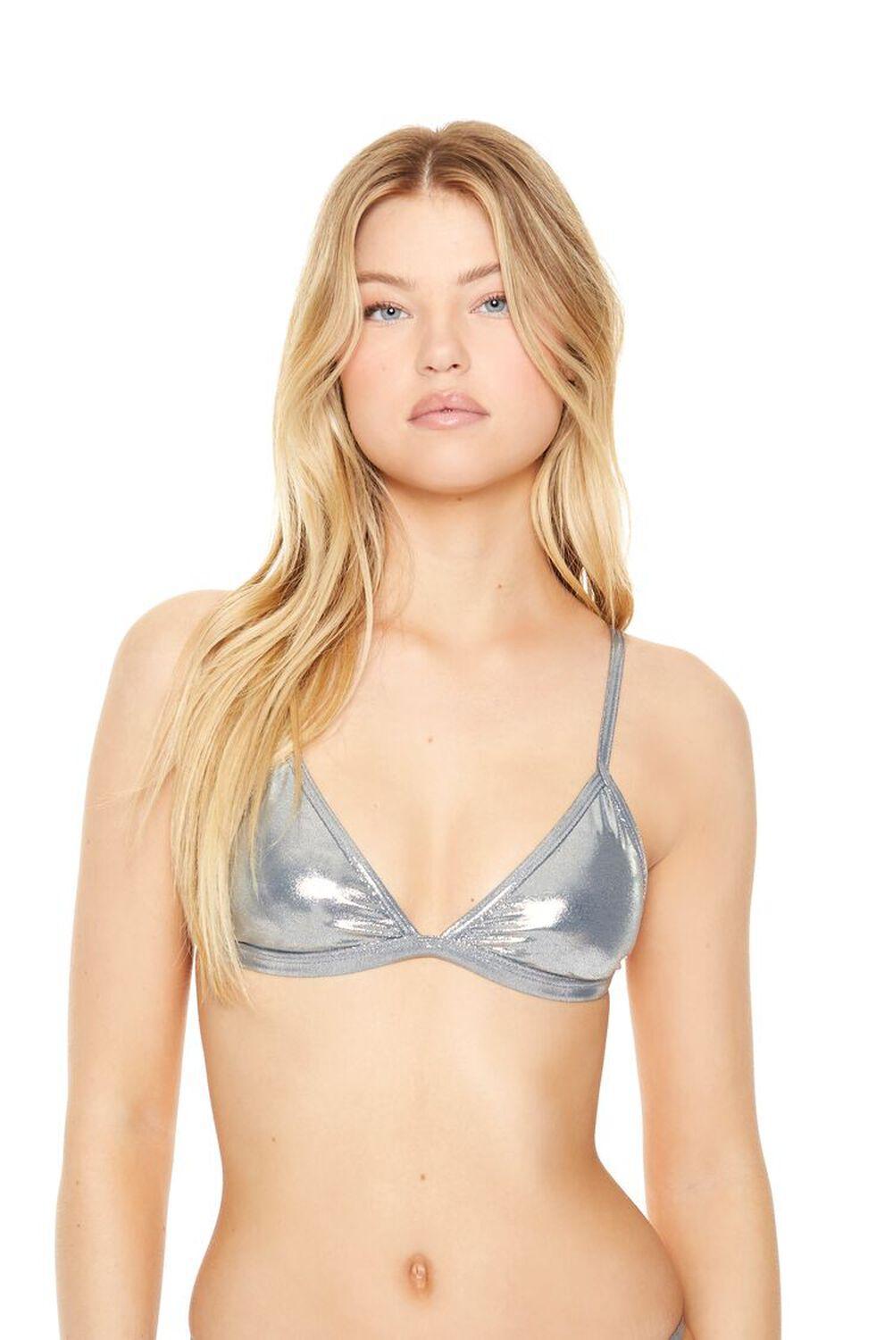 Bratz x F21 Metallic Triangle Bikini Top | Forever 21 Product Image