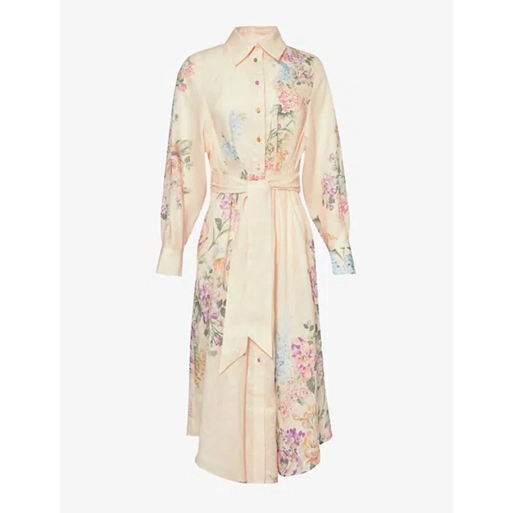 ZIMMERMANN Womens Cream Watercolour Floral Halliday Floral-print Linen Maxi Dress Product Image