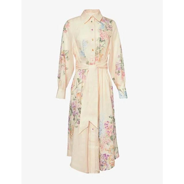 ZIMMERMANN Womens Cream Watercolour Floral Halliday Floral-print Linen Maxi Dress Product Image