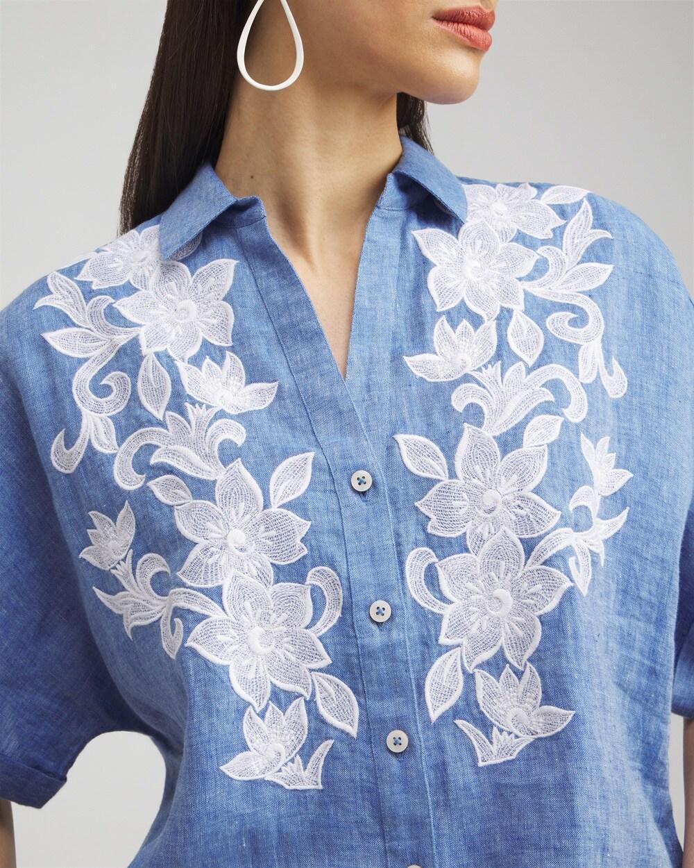 Women's Linen Embroidered Applique Shirt Product Image