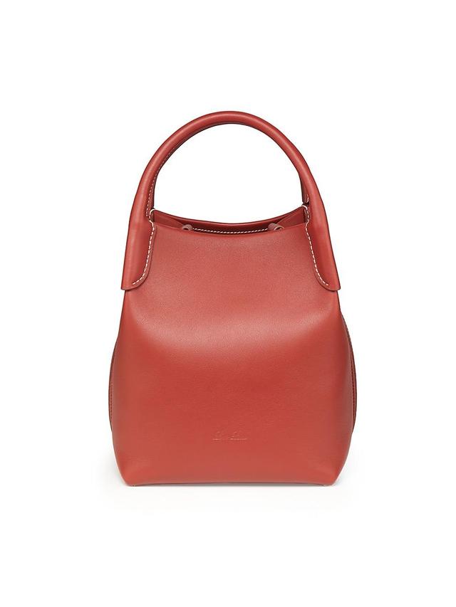 Womens Small Bale Rounded Leather Top Handle Bag Product Image