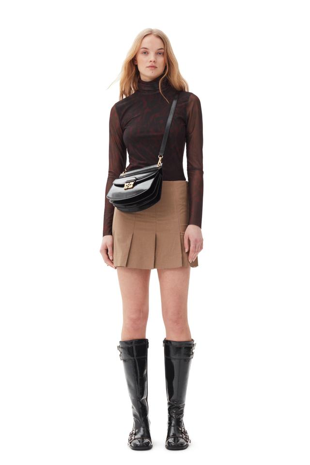 Brown Drapey Melange Mini Skirt Product Image