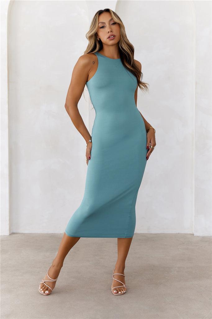 HELLO MOLLY BASE Repeat After Me Midi Dress Teal Product Image