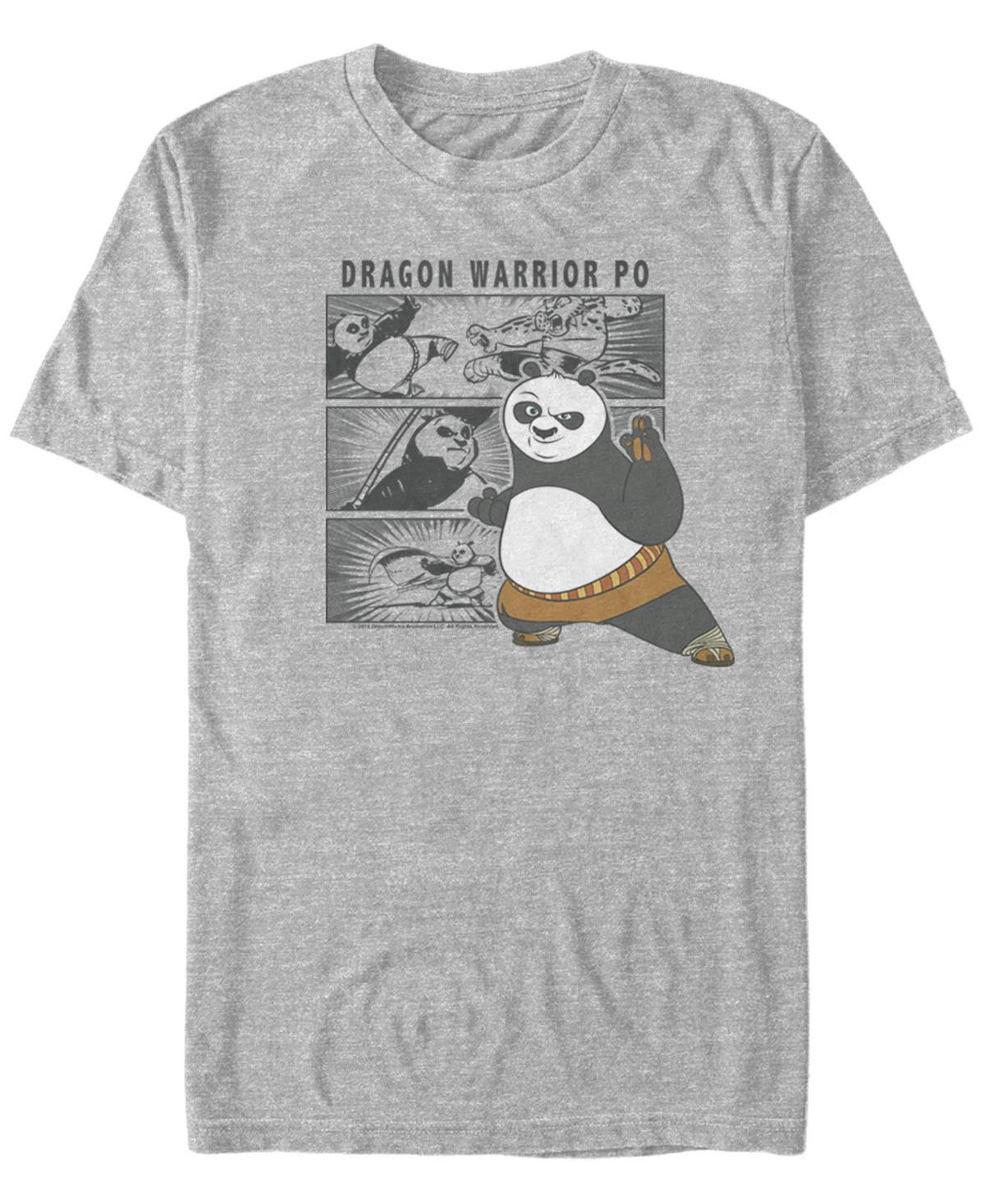 Mens Kung Fu Panda Dragon Warrior Po Comic Panel Portrait Tee Athletic Grey Product Image