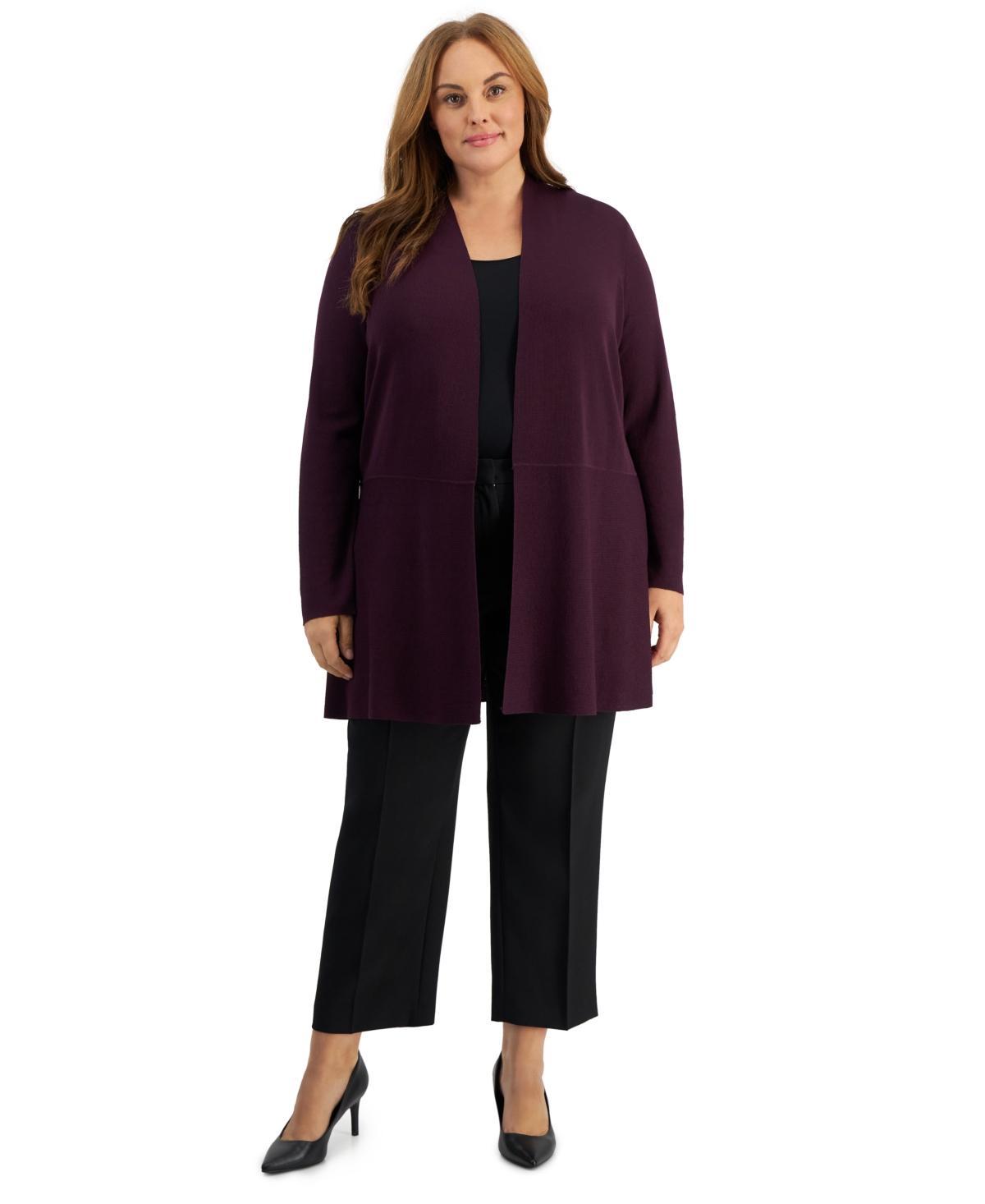 Anne Klein Plus Size Monterey Open-Front Cardigan Product Image