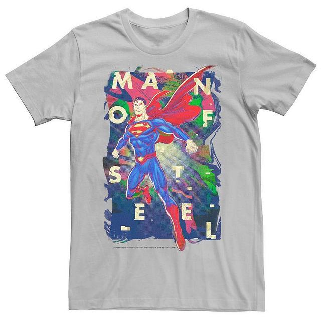 Mens DC Comics Superman Man Of Steel Bold Glitch Poster Graphic Tee Product Image