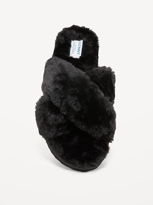 Faux-Fur Cross-Front Slippers Product Image