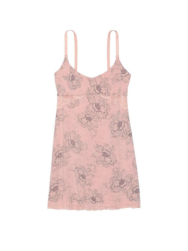 Modal Lace-Trim Sweetheart Slip Dress Product Image