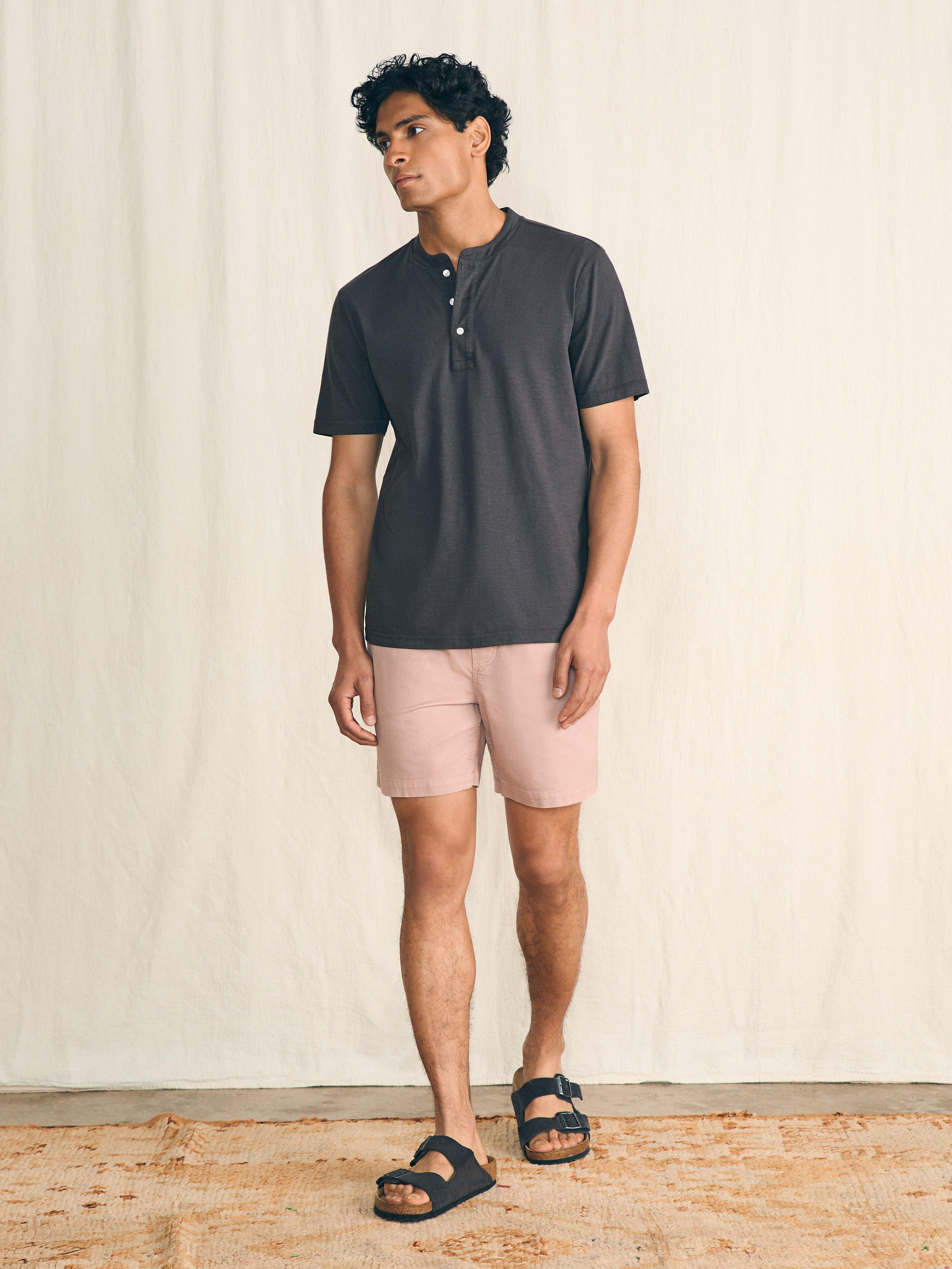 Short-Sleeve Sunwashed Henley - Washed Black Male Product Image