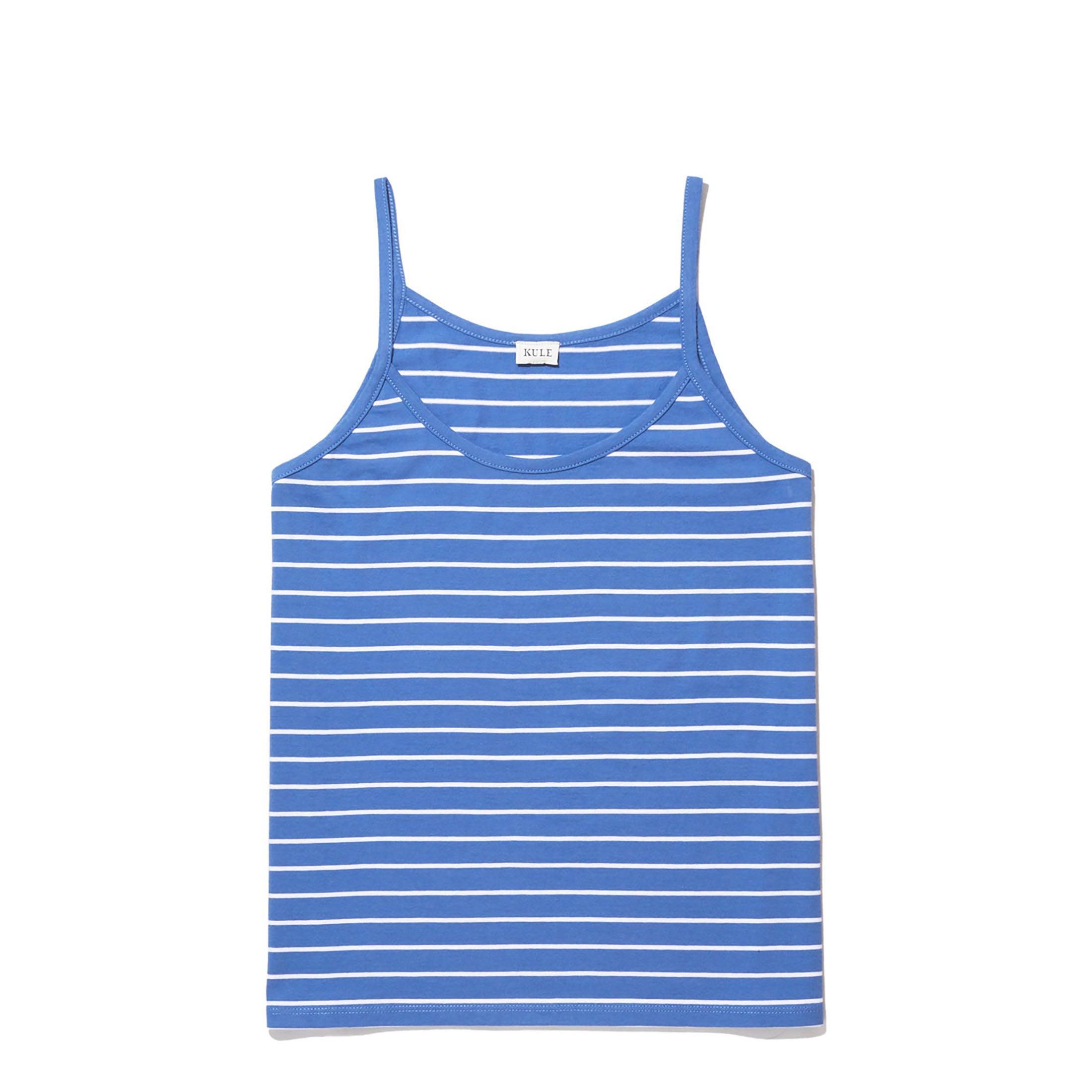 The New Spaghetti Tank - Denim/White Product Image