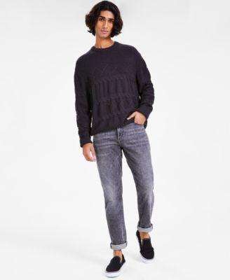 Sun Stone Mens Cable Knit Crewneck Sweater Vancouver Slim Jean Created For Macys Product Image