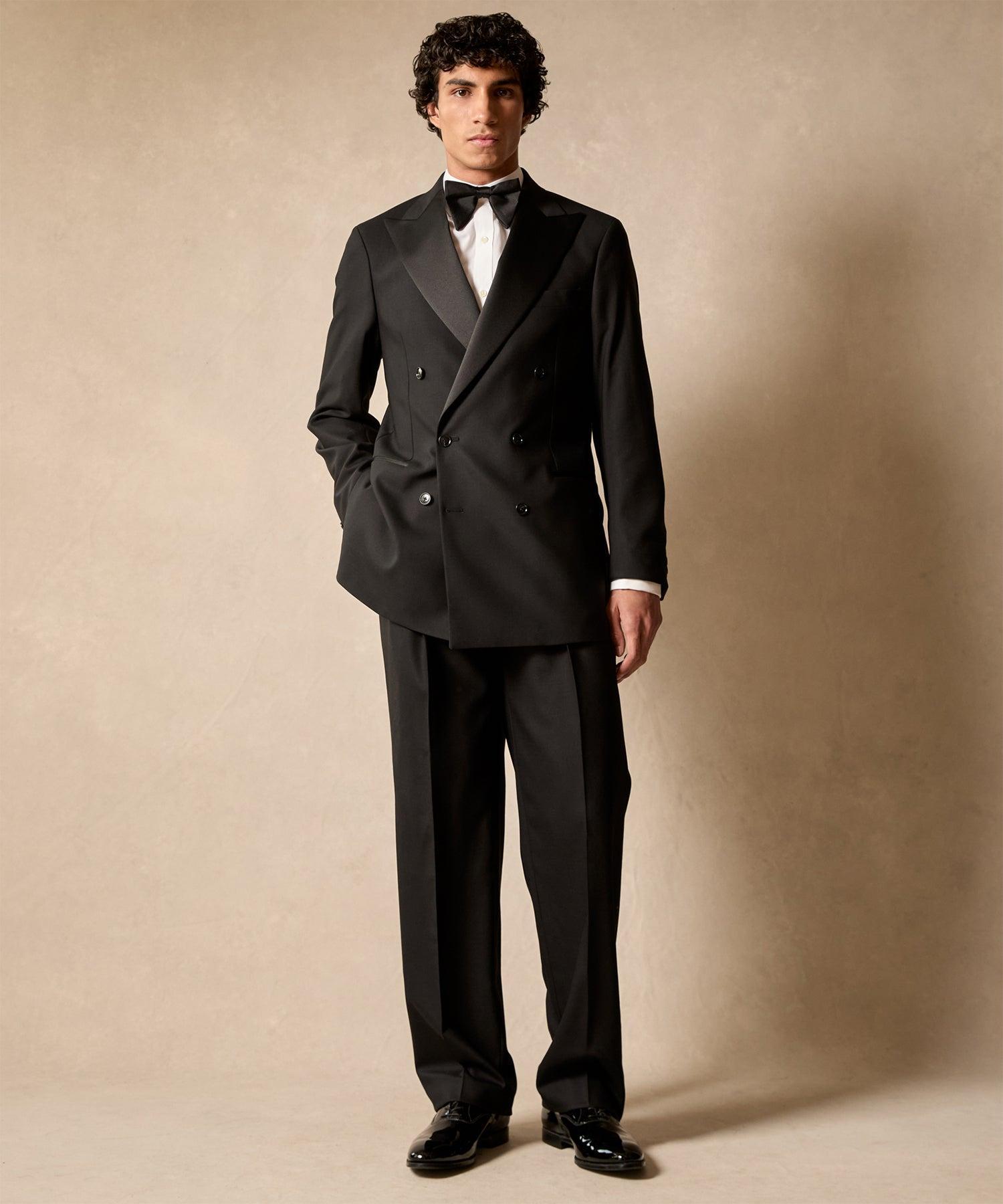 Italian Double-Breasted Tuxedo Jacket in Black Product Image