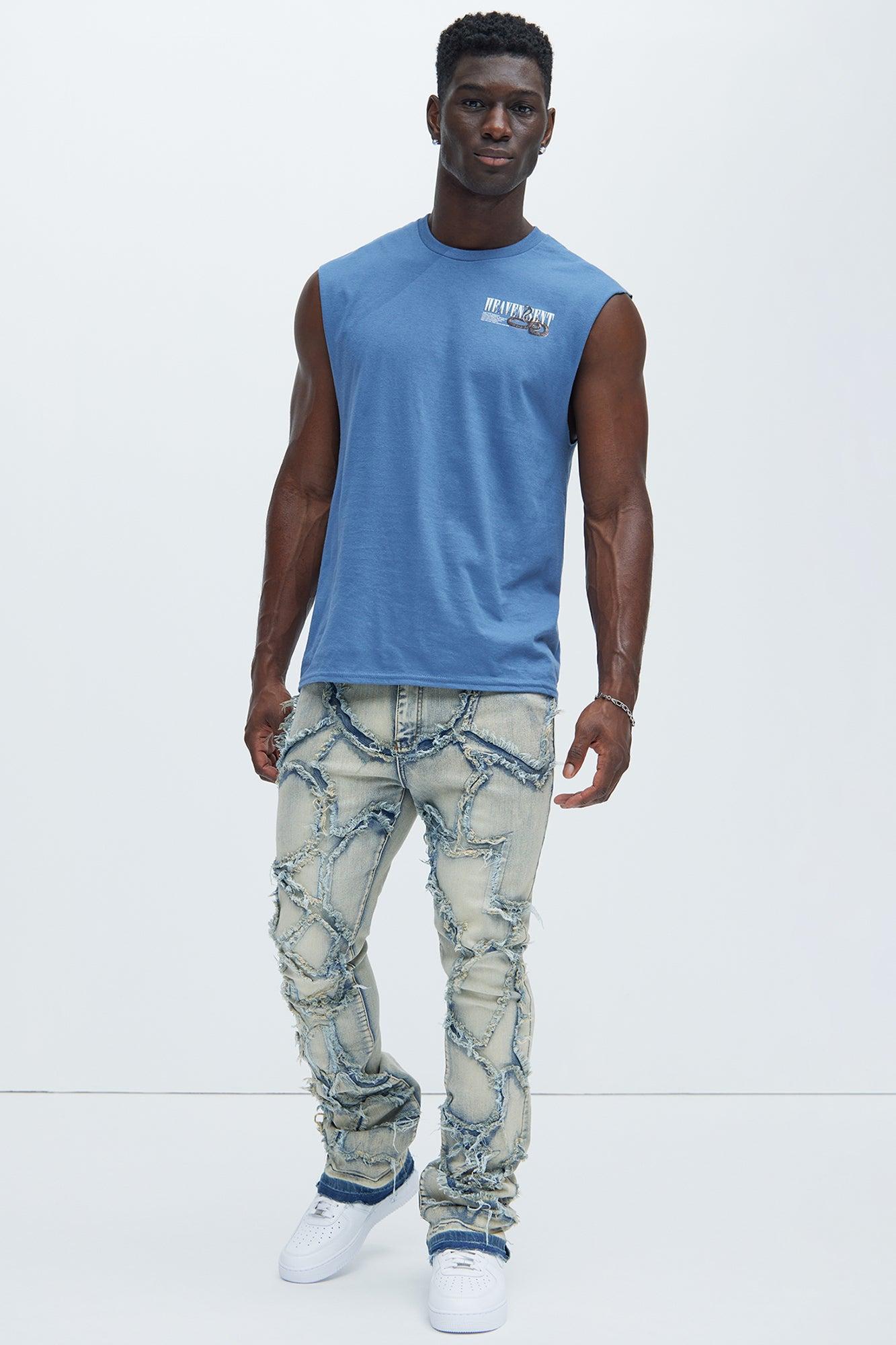 Fray All Ways Stacked Skinny Flare Jeans - Light Blue Product Image