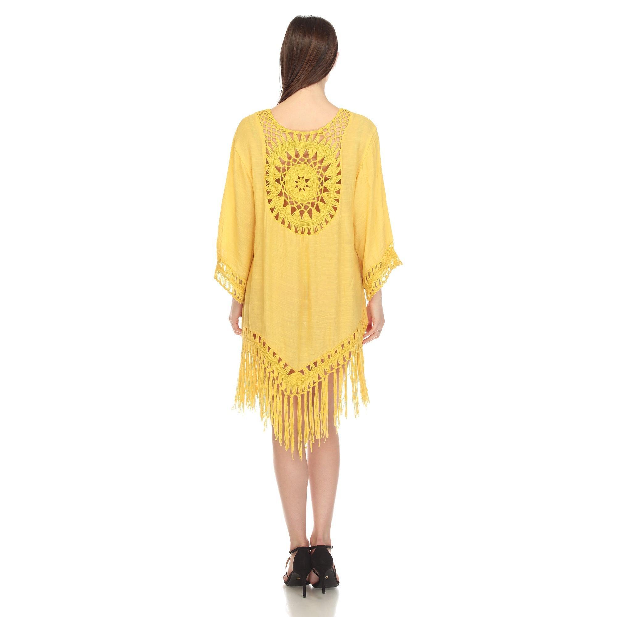 Crocheted Fringed Trim Dress Cover Up Product Image