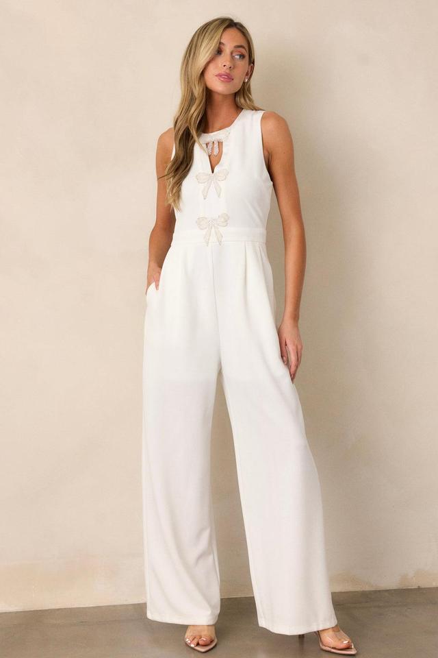 Luminous Bliss White Sleeveless Jumpsuit Product Image