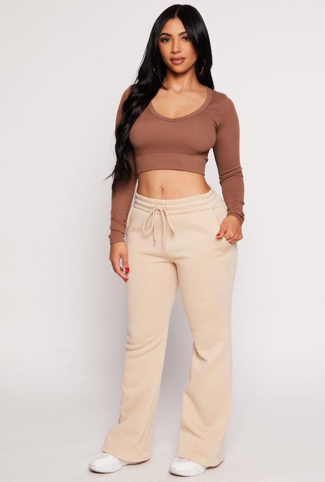 Womens Fleece Lined Boot Cut Sweatpants Product Image