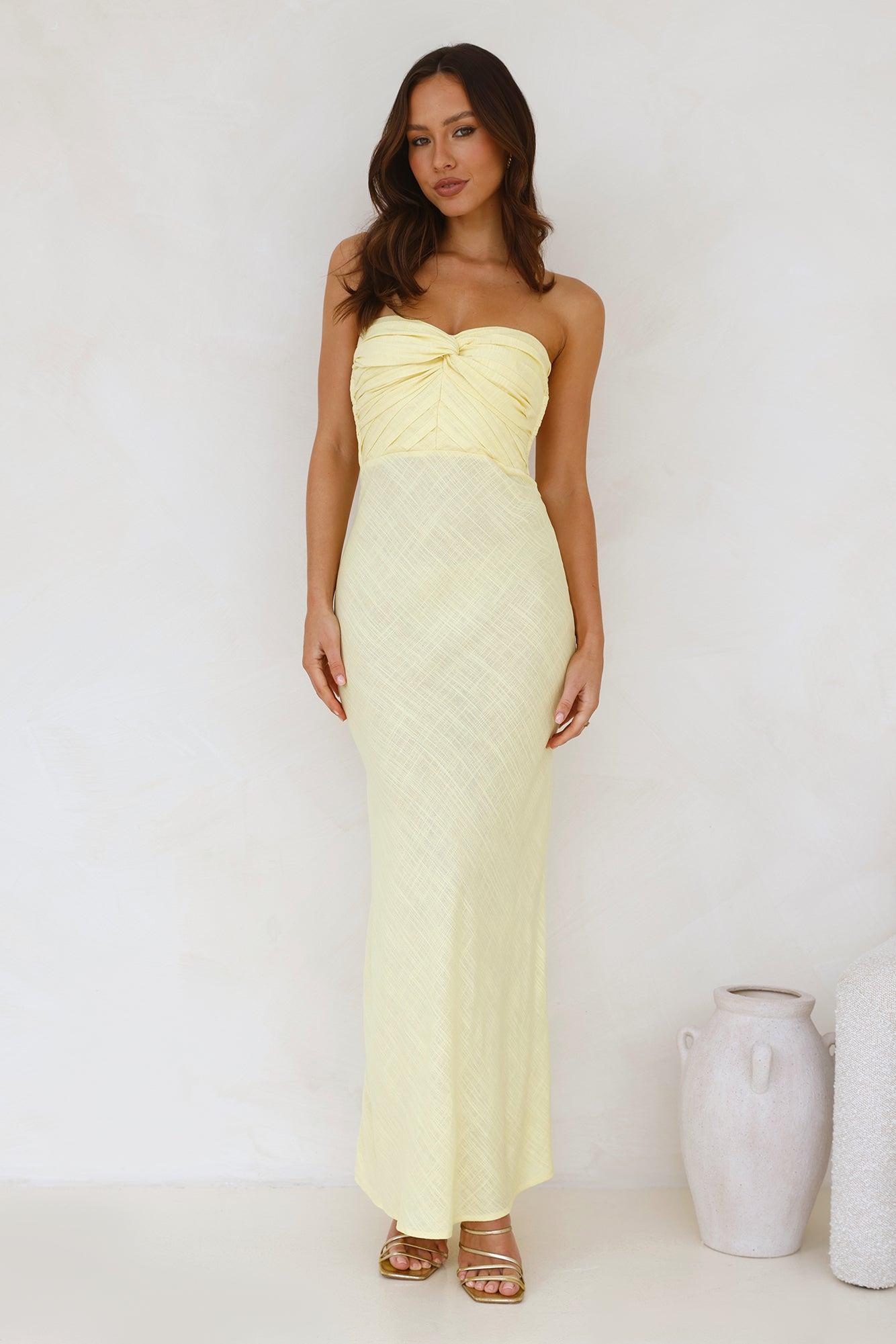 Slow Days Strapless Maxi Dress Yellow Product Image