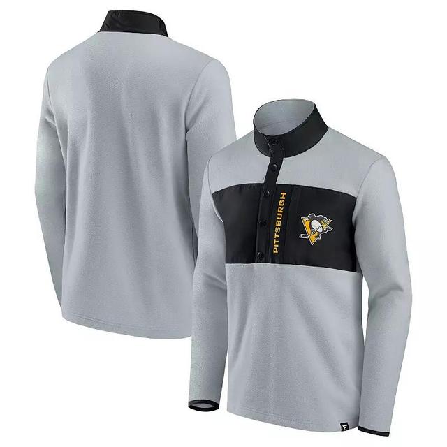 Mens Fanatics Gray Pittsburgh Penguins Omni Polar Fleece Quarter-Snap Jacket - Gray Product Image