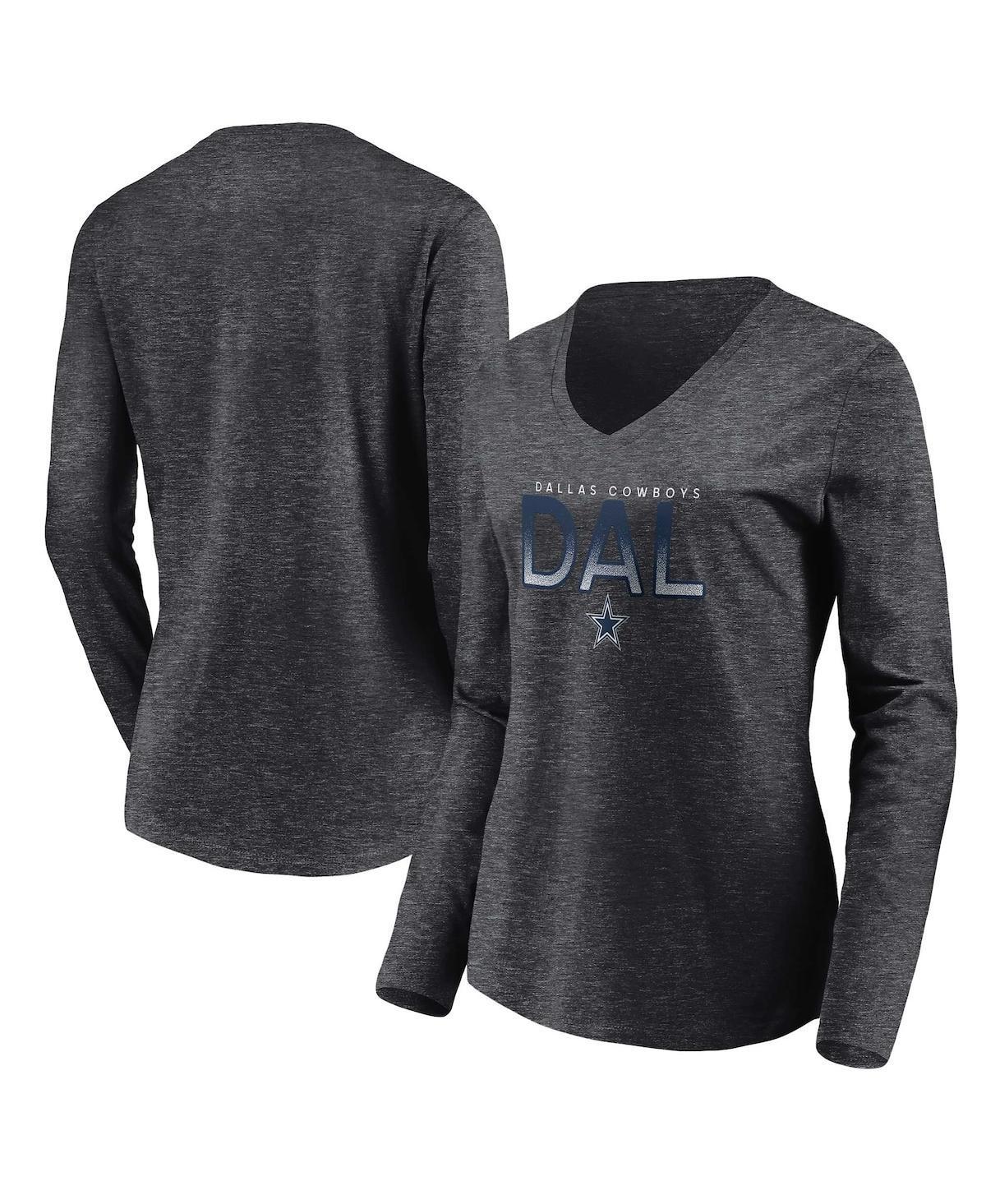 Womens Fanatics Branded Heather Charcoal Dallas Cowboys Component Long Sleeve V-Neck T-Shirt Product Image