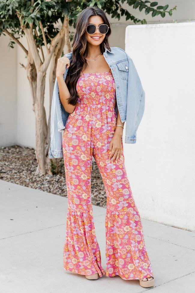 Aware of This Mauve Floral Print Flare Jumpsuit product image