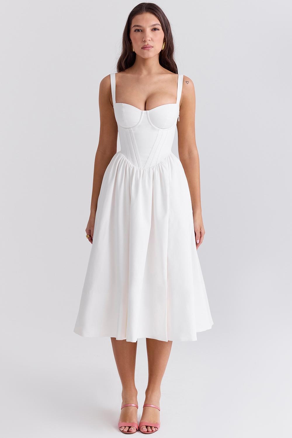 Kelly White Corset Midi Sundress Product Image